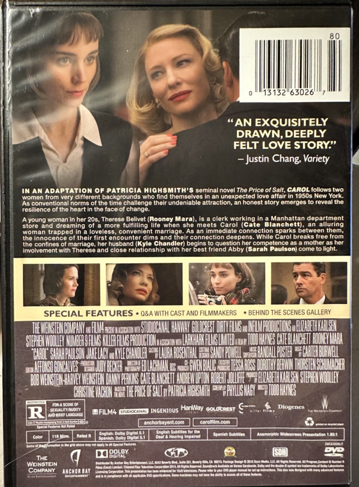 RARE! CAROL (2015) DVD Cate Blanchett, Rooney Mara & Kyle Chandler.