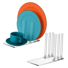 2 Pcs Acrylic China Plate Stand for Display, Clear Dinnerware Display Rack, 