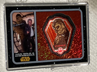 Topps Force Awakens  #P-23 Refractor Patch Card Han Solo & Chewbacca 075/199