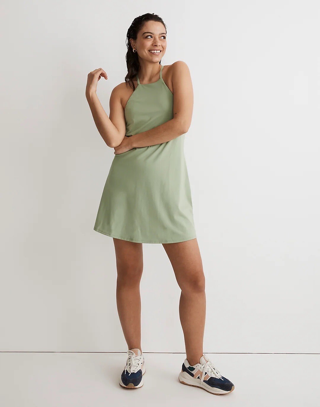 Madewell Flex 2.0 Fitness Dress In Gatehouse Green Size L NWT