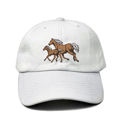 Mare and foal embroidered dad hat, Horse Horses embroidered ball cap