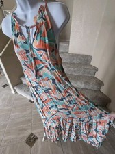 NWT Nine West Tiered Peasant Dress (L) White Floral Maxi Ruffle Trapeze Patio 