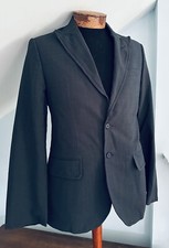 NWT JOHN VARVATOS USA Black/Navy Plaid Wool Blend Sport Coat Blazer Jacket 38