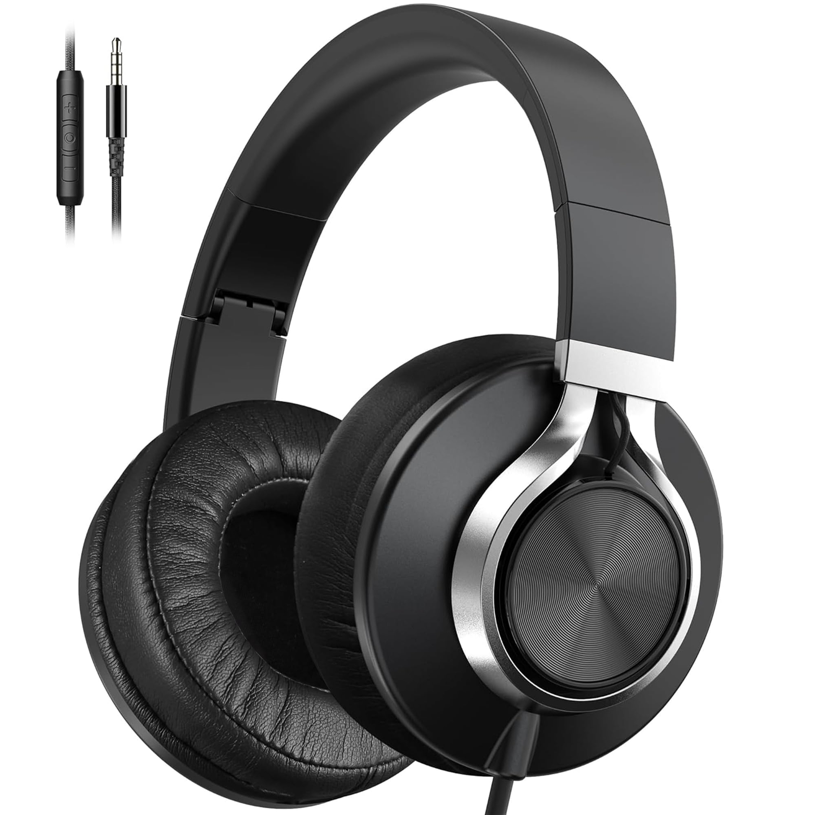 Foldable Over-Ear Wired Headphones with Volume Control & Noise Isolation