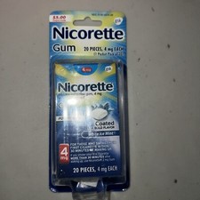 Nicorette 4mg Nicotine Based Stop Smoking Aid - White Ice Mint Pack of 20 Gums 