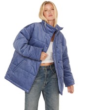Wrangler Women's Corduroy Oversized Puffer Jacket Blue Medium