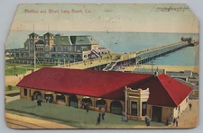 Postcard, Pavilion and Wharf, Long Beach, California, CA, Postmarked 1908