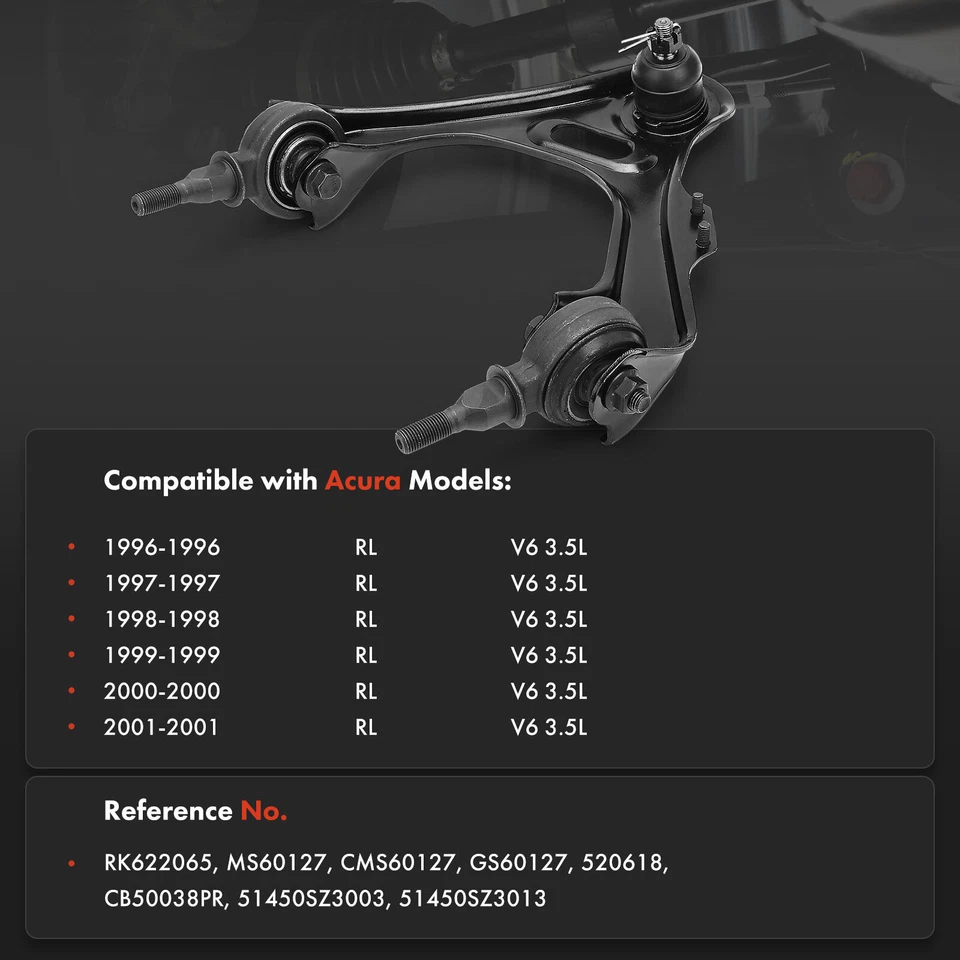 Conjunto de brazo de control superior delantero derecho y rótula para Acura RL 1996-2001 V6 3,5 L Foto 2 de 4