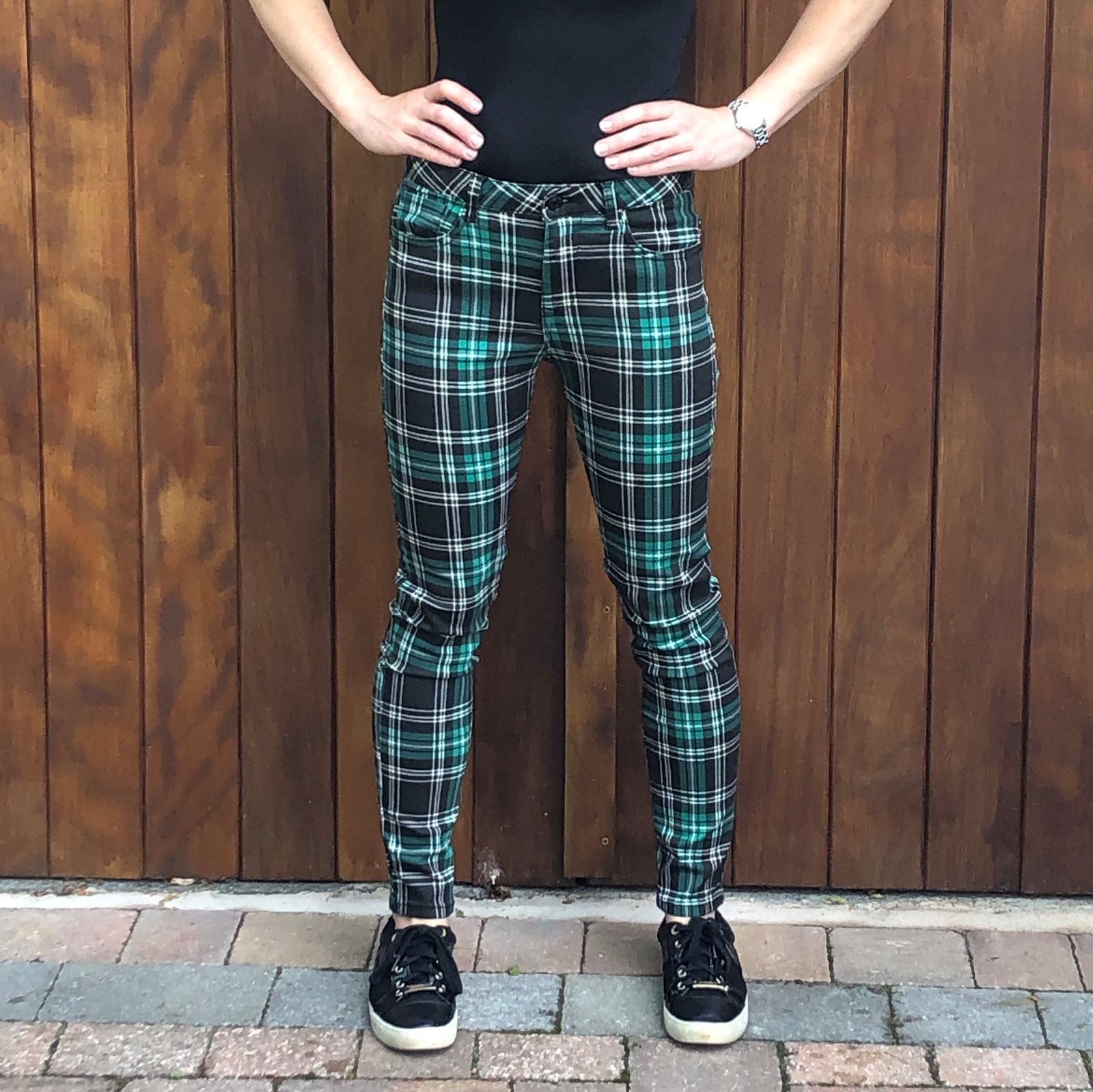 plaid skinny jeans