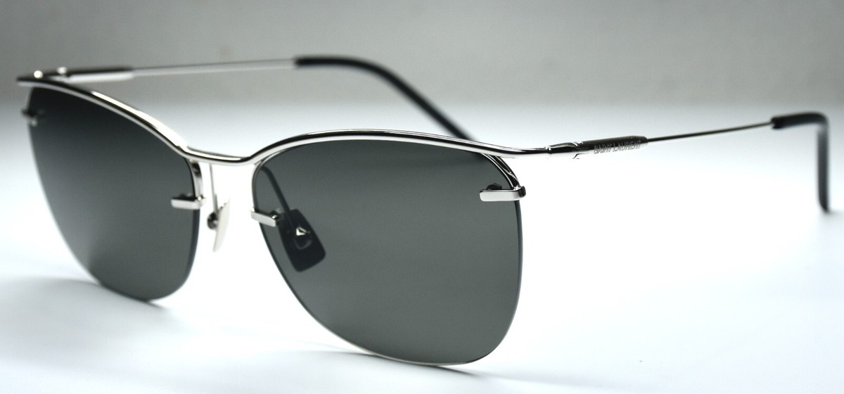 SAINT LAURENT UNISEX SL464 002 SILVER METAL GREY HALF RIM SUNGLASSES. 56mm Silver SL 862 002 Sunglasses by Saint Laurent on Sale main image 3
