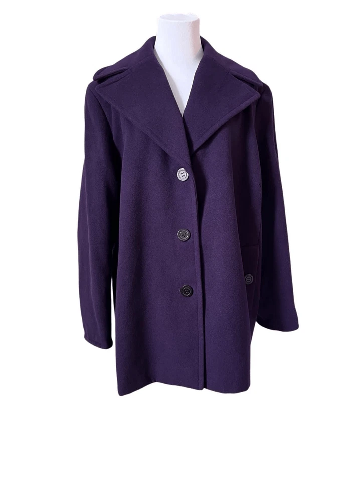 Abrigo Calvin Klein Solapa Ancha Púrpura Invierno Guisante 2X Ropa Exterior Súper Suave Colorido Foto 2 de 4