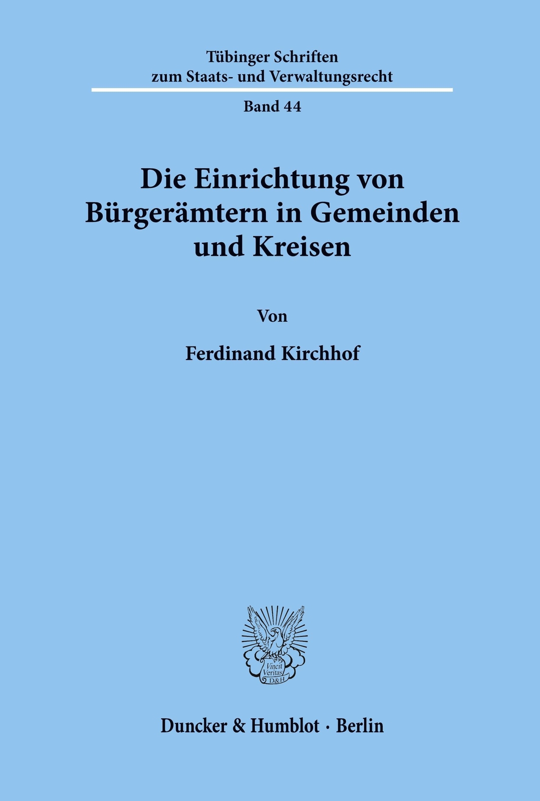 Thumbnail - Ferdinand Kirchhof | Die Einrichtung Von Bürgerämtern In Gemeinden Und