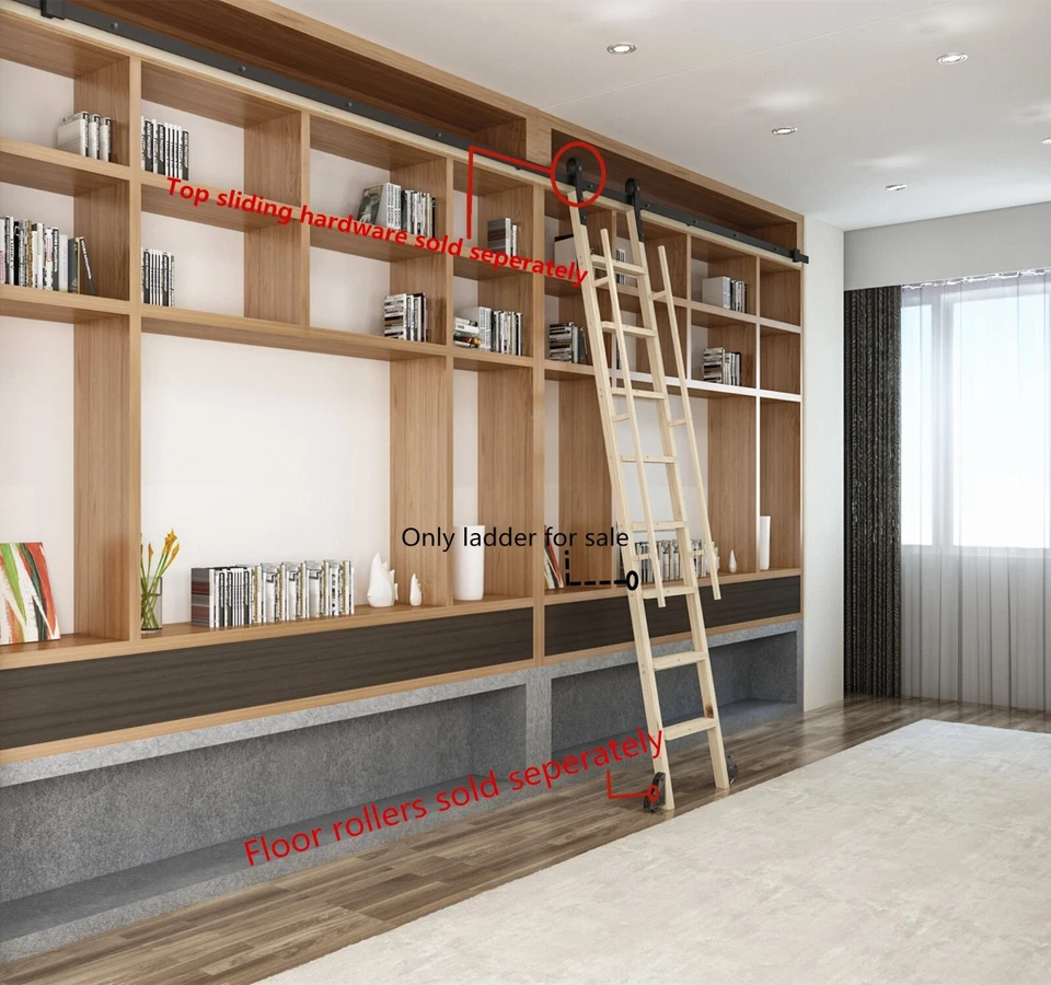 Glab Handle Knotty 松木梯子,适合 FD 黑色轨道库滑动硬件 — 第 2/4 张图片