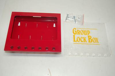Lockout Tagout Box Brady Red Metal Wall Mount 7 Lock & Key Hooks 8