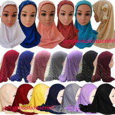 Muslim One Piece Amira Child Kids Girls Hijab Scarf Niqab Turban Wrap Cover 2-6Y