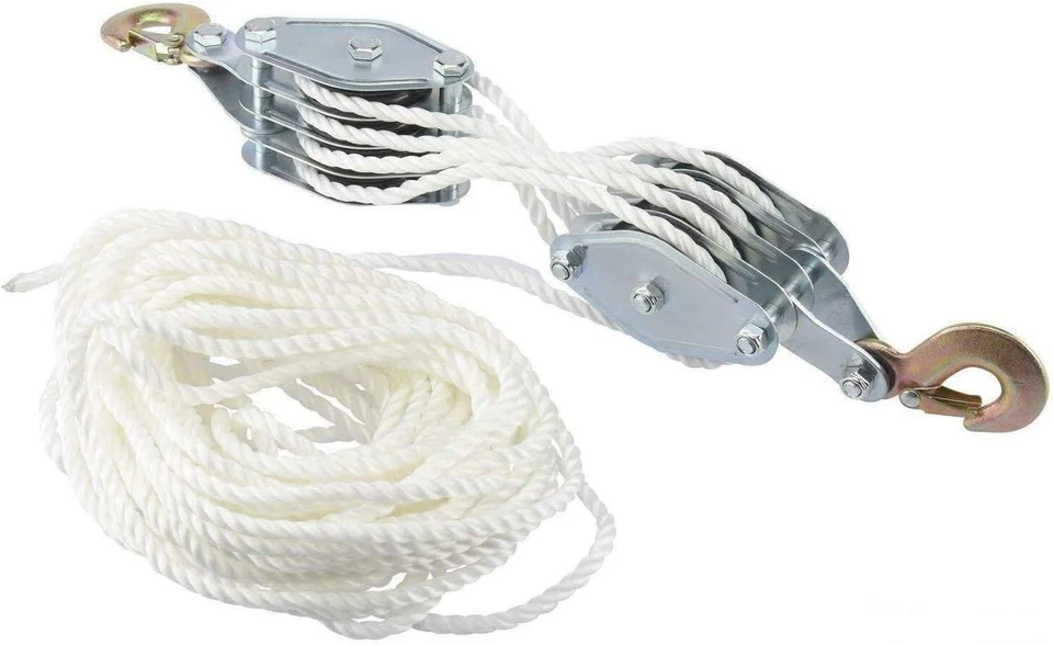 CMT 4000LB 2 Ton Poly Rope Hoist Pulley Block and Tackle Rope Lifting Power rope