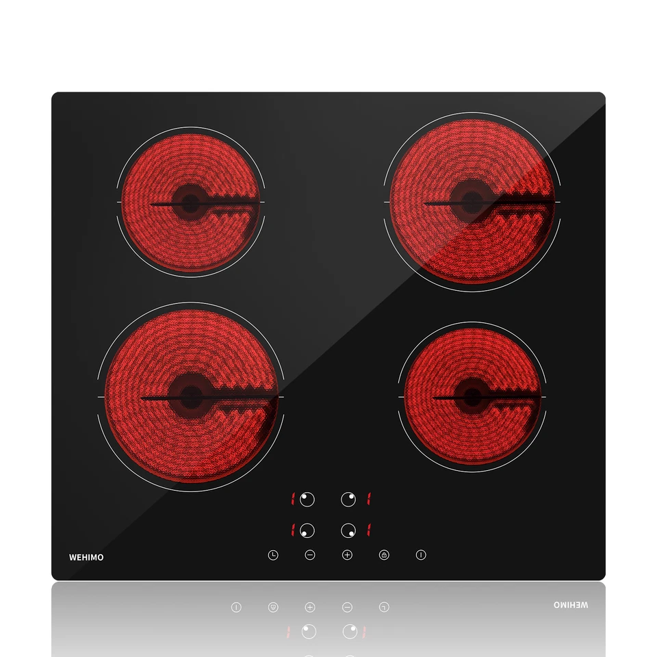 Kochfeld 4 Platten Glaskeramik Kochfeld Autark 60 cm Einbauherd Autark 6000W