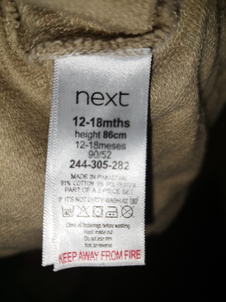 Baby Boy Age 12 To 18 Months Beige Dungarees Outfit From Next Great