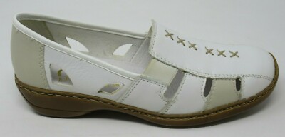 RIEKER WOMEN'S 41385 WHITE LEA. SLIP-ON SPRING/SUMMER LOAFERS