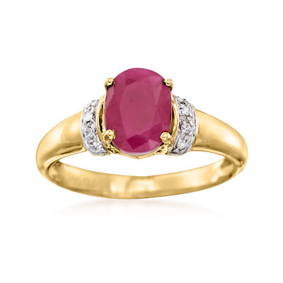 Ross-Simons 1.60 Carat Ruby Ring With Diamonds in 14kt Yellow Gold
