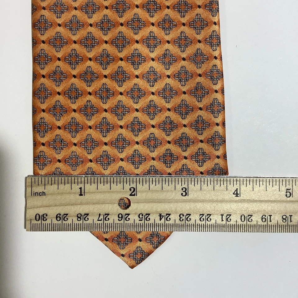 Corbata Romario Manzini Microfibra Poliéster Naranja Geométrica Ancha Foto 3 de 4