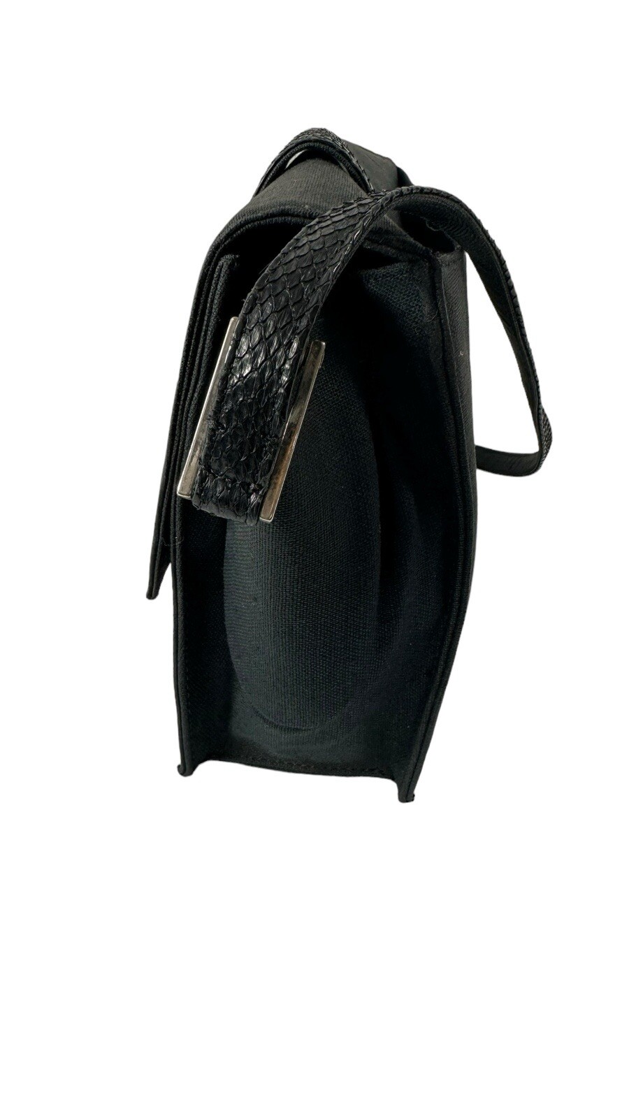 Vintage GIANNI VERSACE black canvas shoulder bag snake trim with duster image 9