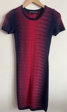 French Connection Size 6 Red Blue Body Con Dress Knit Work Office Holiday Summer