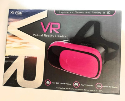 Vibe Essentials VR Virtual Reality Headset Pink Games Movies 3D Photos ...