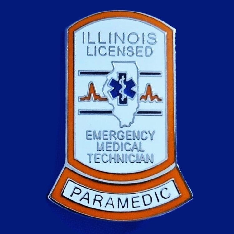 ILLINOIS LICENSED PARAMEDIC PIN, Item #37: Silver color plated finish, 1
