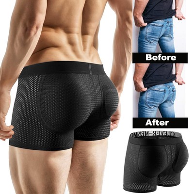 Padded Underwear Men Boxers Briefs Butt Boost Hip Enhancer With 2  Detachable Pad | eBay