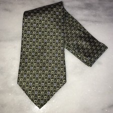 Jos A Bank Corporate Collection Men's Silk Neck Tie-Green Tan Blue Pattern