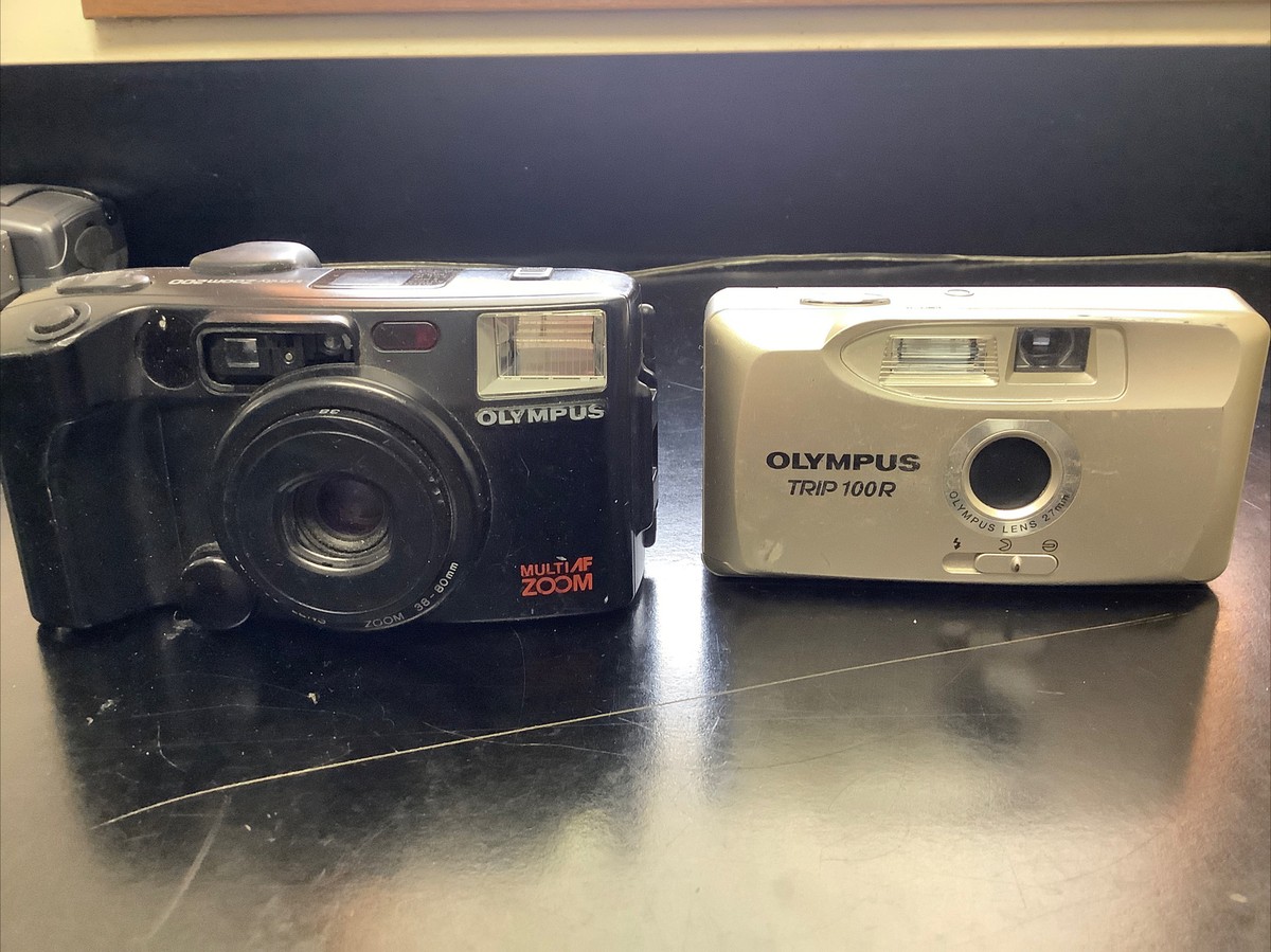 Lot of Olympus Trip 100R Olympus Multi AF Zoom 200 Cameras