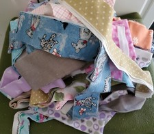 Large Lot Of Flannel Fabric Strips With Selvages - 2 1/2 pounds