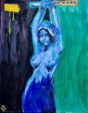 Acrylic Abstract Painting of a beautiful woman    . Signed