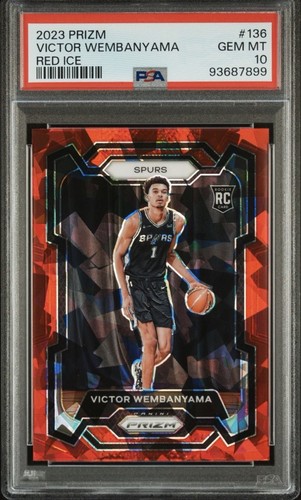 2023-24 Panini Prizm Victor Wembanyama RC Prizm Red Ice #136 Spurs PSA 10