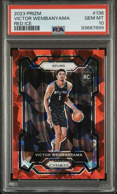 2023-24 Panini Prizm Victor Wembanyama RC Prizm Red Ice #136 Spurs PSA 10
