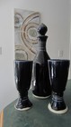 Studio Art Pottery Decanter & 2 Chalice Goblets Set Cobalt Blue Glaze Signed — photo 3