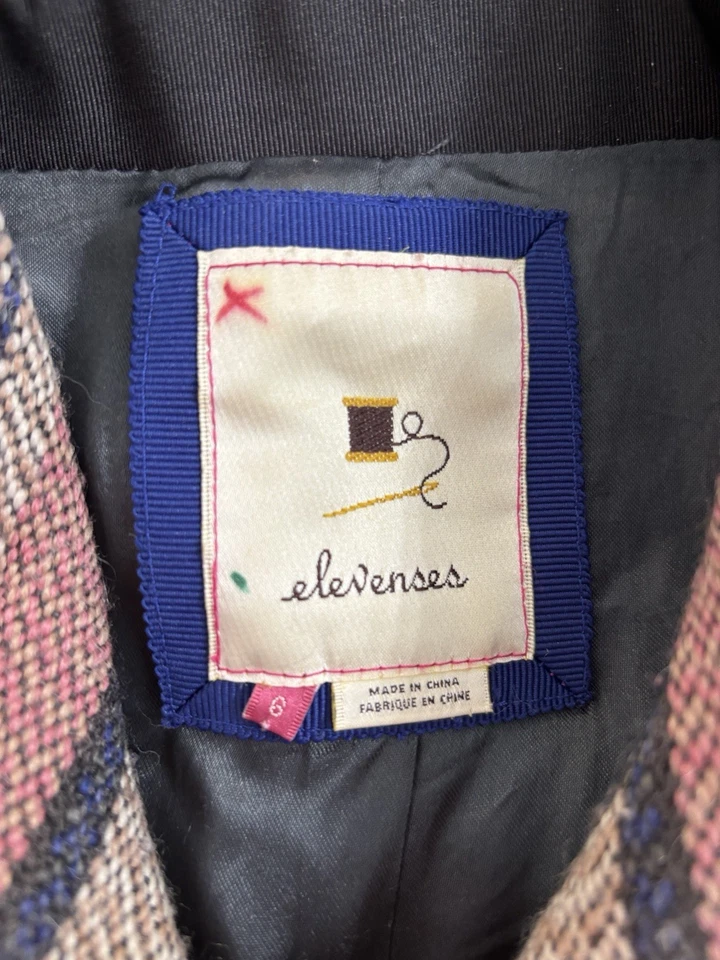 Abrigo Anthropologie Elevenses Fabricantes de Patrones Rayas Bloques de Color Arco Hombro 6 Foto 4 de 4