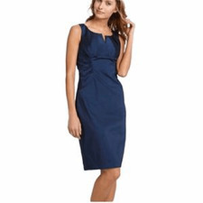Adrianna Papell Metallic Blue Side Ruched Sheath Dress