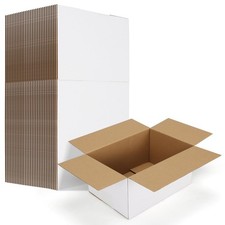 10x7x5 Shipping Boxes Set of 30, White Corrugated Cardboard Mailer Box for Pa...