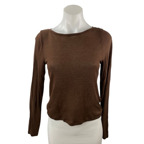 Madewell Brown Wool Crew Neck Long Sleeve Tee T-Shirt Sweatshirt Sweater Top M