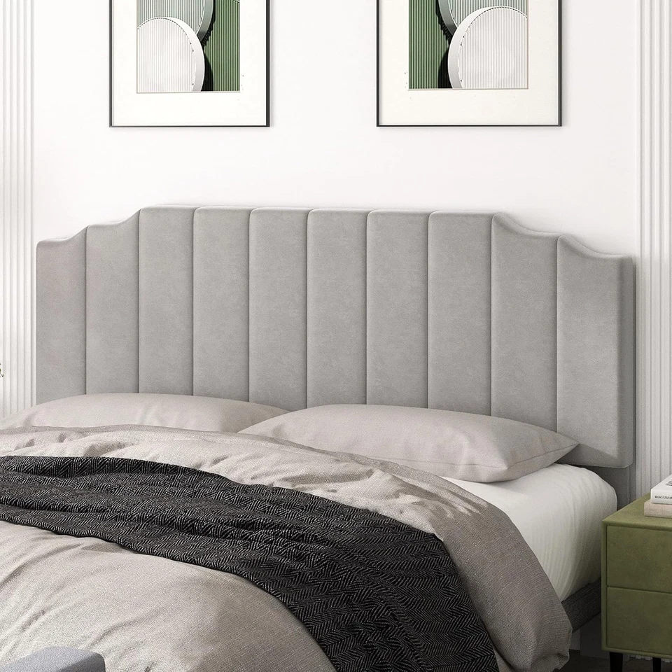 Elegante cabecero de terciopelo tamaño king con montaje en pared - perfecto para espacios modernos Foto 2 de 4