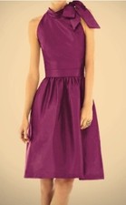 Alfred Sung Italian Plum Cocktail Dress Size 2 Fully Lined. Sleeveless Neck Tie