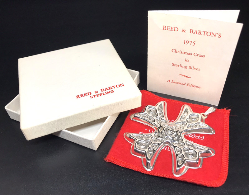 VINTAGE REED BARTON 1975 STERLING SILVER CHRISTMAS CROSS ORNAMENT 22g BOX COA