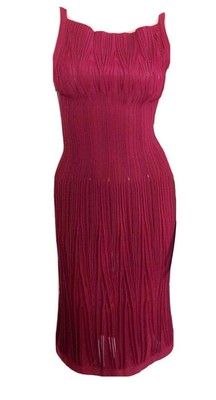 NEW ALAIA Paris Burgundy Knitted Stretch Sheath Dress Sz 40