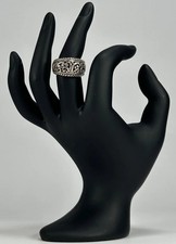 Vintage 925 Sterling Silver Ornate Statement Ring Size 6.5 Scrollwork Ribbed