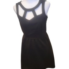 Monteau perfect little black dress with cage bodice size M Peplum Waist Mini