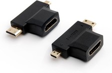 Electronic Necessities HDMI 2-in-1 T Adapter, Female to Mini  Micro HDMI Male