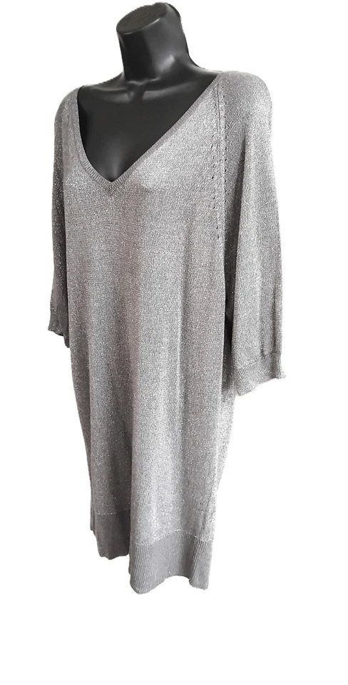 F&F metallic silver glitter knit tunic top size 18 - Image 3 of 4