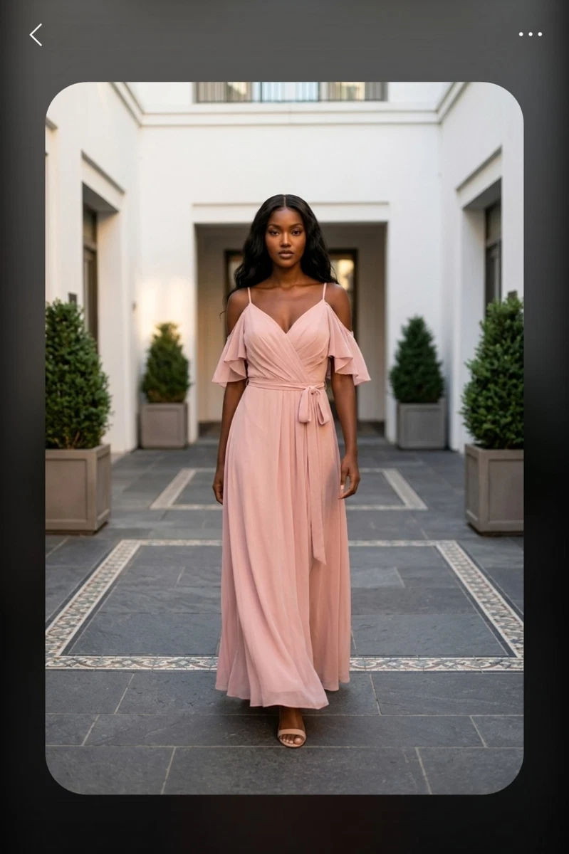 knee length dresses for ladies Flowing Round Neckline Chiffon Pleated A-Line Wedding Guest Dress